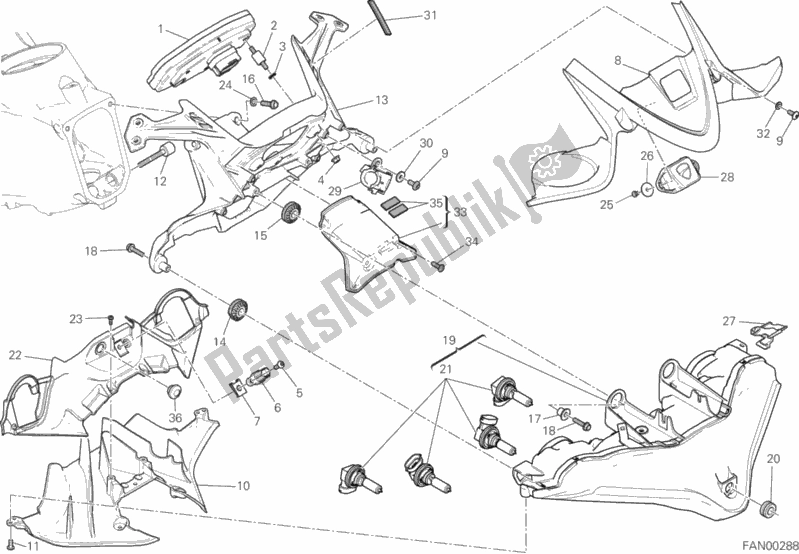 Tutte le parti per il 020 - Fanale Anteriore E Cruscotto del Ducati Superbike 959 Panigale ABS 2018